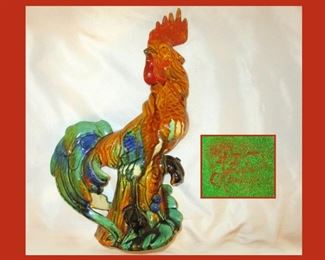 Majolica Rooster Showing Mark on Base 