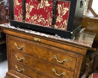 3-in-1 Trunk, Henredon 3-Drawer Chest w Granite Top