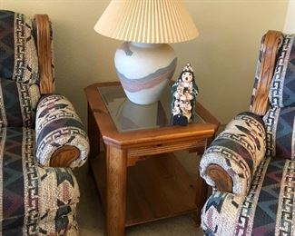 Reclining Sofa, Loveseat and Chair, Coffee Table and 2 End Tables, Canvas Art