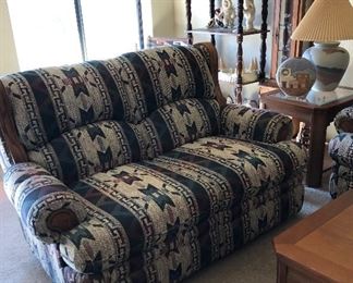 Reclining Sofa, Loveseat and Chair, Coffee Table and 2 End Tables, Canvas Art