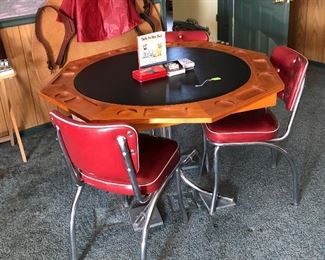 Red Vinyl Chairs, Card Table 