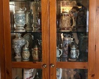 Lighted Curio, Avon Steins 