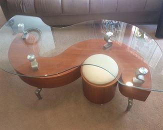Cool vintage coffee table with pull out stool - purchased at Eurway