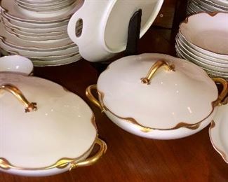 Havilland gold rim serving bowls (there are two of each serving piece. 