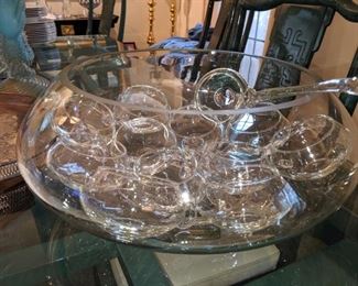 Riekes-Crisa Modern punch bowl, cups and ladle.Mid Century Modern