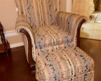 Grand Carved Chair w/ matching ottoman