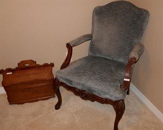 Nice Carved Armchair and Eastlake Magazine Holder
