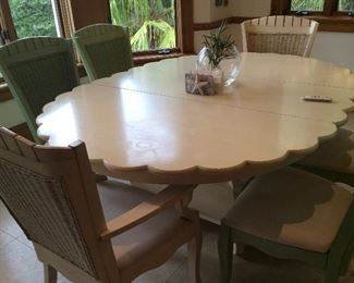 Scallop-edge kitchen table with 6 chairs & 2 barstools