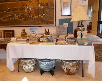 Lots of books, many signed, SIGNED copy of Susan Sontag's "On Photography," books about the violin and much more