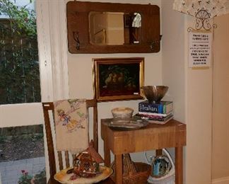Great Vintage Oak Coat Rack, 2 Black Forest Cuckoo Clocks (one MIB)