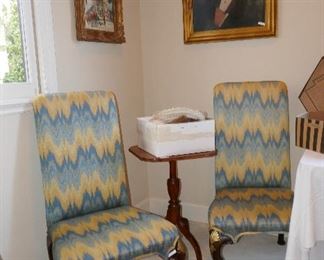 Pr. Fine Sitting Chairs and vintage candle table
