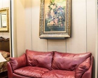 LOVE this all leather burgundy sofa! We actually have two of them!