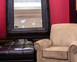 Microfiber chair - excellent condition - ottoman/matching mirror!