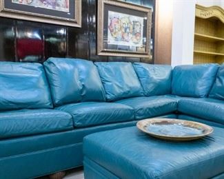 Ethan Allen leather sectional and Ottoman!