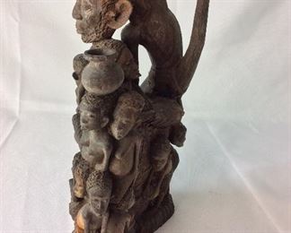 Carved Wood African Art, 13" H.