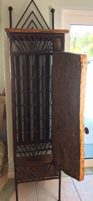 Tonga Door and Wrought Iron Wine Storage Rack Made by The Valley Forge, Zimbabwe. From the Tonga Tribe, Zambezi River, Zimbabwe.