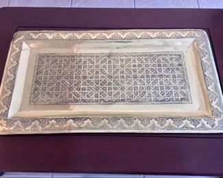 Brass Tray, Morocco, 36" x 20".