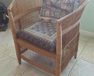 Malawi African Cane Chair with Cushions Made in Zimbabwe.