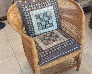 Malawi African Cane Chair with Cushions Made in Zimbabwe.