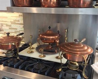 Copper Chafing Dishes and Cookware.