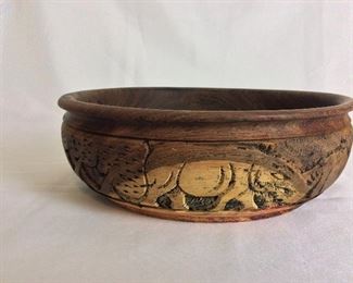 Zaire Carved Bowl, 3 3/4" H, 11" diameter.