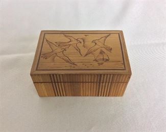 Carved Box, 4 1/2" W x 3" D x 2" H.