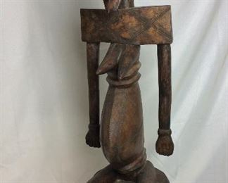 Carved Wood Fertility Statue, 39" H.