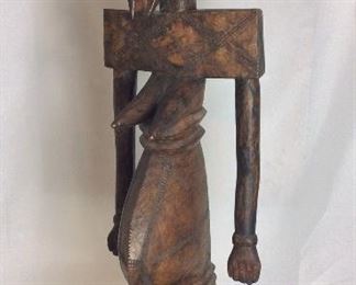 Carved Wood Fertility Statue, 39" H.