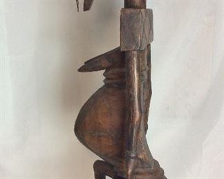 Carved Wood Fertility Statue, 39" H.