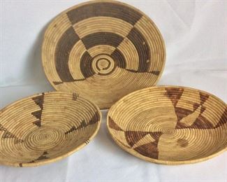 African Baskets, 13", 14" and 16 1/2" diameters. 