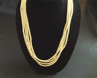 Ostrich Shell Bead Necklace, 128" L. 