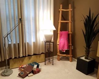 Ikea floor lamp $25 ladder $75 faux plant $20 plant stand $20