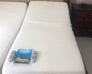 Available for presale. King size 4 poster bed by Emerson Furniture with Temper-pedic mattress. Excellent condition. $1,500. Call or text if interested!