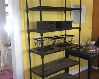 Large 6 shelves bookcase wood and iron