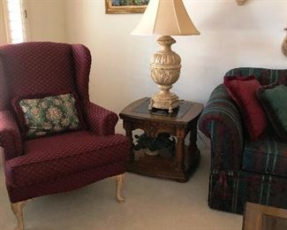 side table with lamp one of a pair