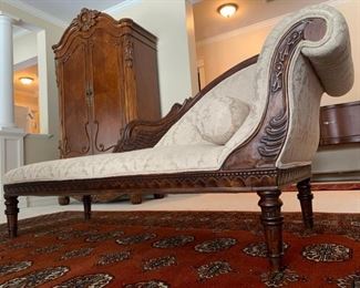 Fainting Couch with Carved Frame