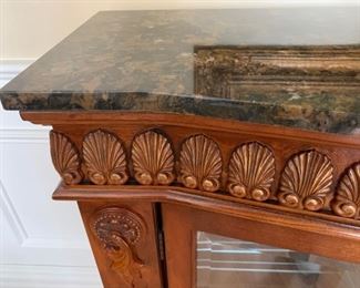 Mirrored Back Marble Top Sideboard