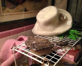 More hats; brush and mirror set