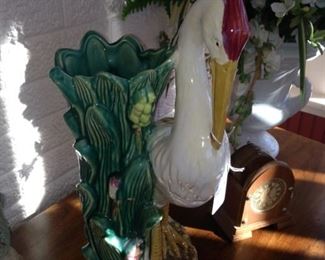 Majolica style crane