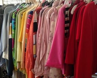 A rack of colorful clothes