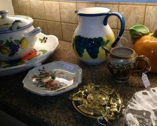 Assorted pitchers and dishes
