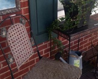 Metal patio chair & small table