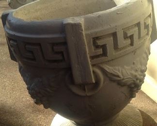 One of two concrete planters