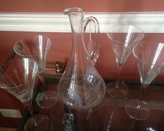 Narrow neck pitcher & matching glasses set