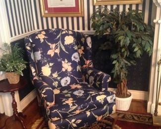 Floral wingback chair