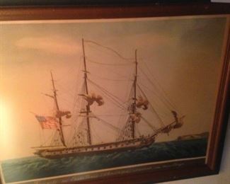Sailing ship framed art