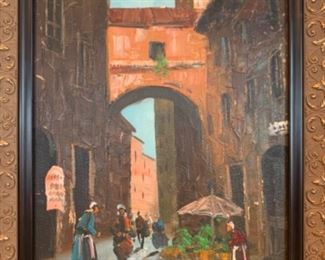 Original oil curated by McCaughen & Burr Gallery. Measures 16.5” x 21” with frame.