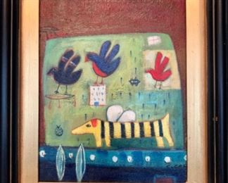 Contemporary oil on canvas by C. Carl. Frame measures 20" x 18". Art measures 9.5" x 7.5".