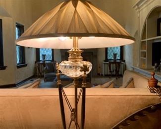 Pair of designer crystal table lamps with claw feet.
