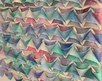 “Double Ribbons #30” textile art by Kim Wolfe.
Measures 35” x 27”.